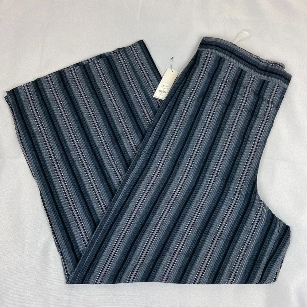 NWT Francesca’s Blue Rain Striped Wide Leg Pull On Pant